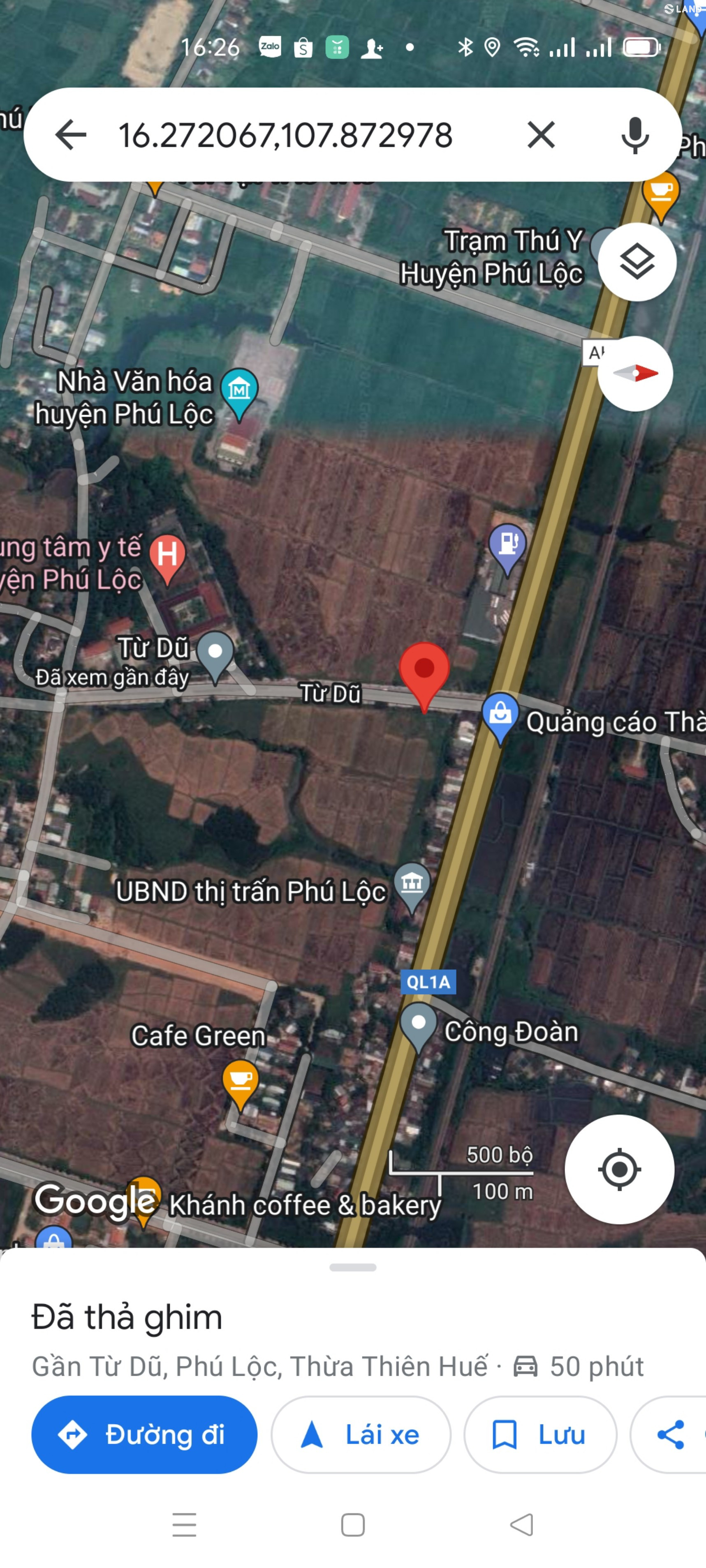 Bán 223,8m KQH Từ Dũ - trung  tâm thị trấn Phú Lộc